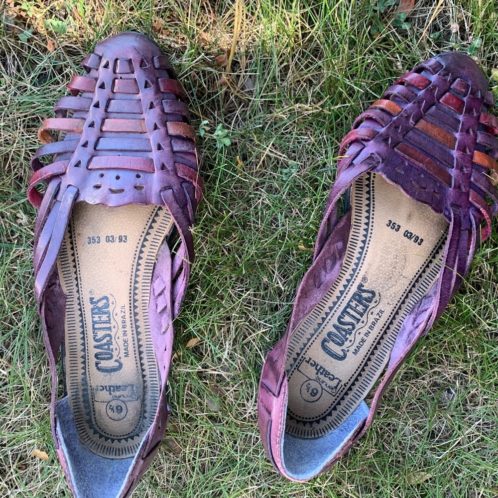 Coasters Purple Woven Leather Slip On Shoes w/ Cut Outs made in Brazil